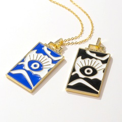 New Jewelry Dripping Oil Devil's Eye Pendant Rectangular Hip Hop Necklace