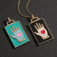 New Jewelry Dripping Palm Pendant Rectangular Necklace Heart-shaped Accessories