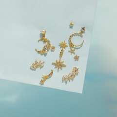 creative crown ear bone studs copper plated 18K real gold zircon earrings wholesale