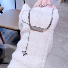 zircon micro-inlaid square four-pointed star pendant necklace copper fashion sweater clavicle chain