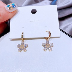 Korean geometric zircon flower copper earrings wholesale