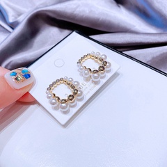 Korean zircon imitation pearl square copper earrings wholesale