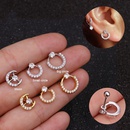 Foreign Trade New Piercing Earrings Twist Ball Thin Rod Stainless Steel Studs round Zircon Soft Ear Bone Stud Body Ornamentpicture14