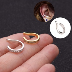 new U-shaped fake piercing copper zircon ear clip European and American simple earrings