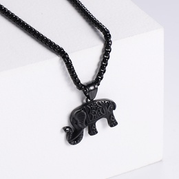 Retro geschnitzter afrikanischer Elefant auf der Rckseite Sandguss Edelstahl Anhnger Halskettepicture10