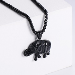 retro punk style Thai elephant vacuum plating 18K gold black stainless steel pendant necklace