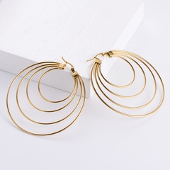 Fashion mosquito coil disc earrings stainless steel plating multilayer circle female earrings