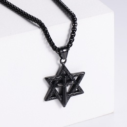 AML Europische und amerikanische Mode Titan Stahl sechs zackige Stern Halskette Retro Kreuz guss Anhnger Herren schmuckpicture8