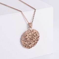 Korean luxury flower cluster type vacuum plating rose gold casting stainless steel pendant necklace