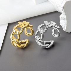 Cross-Border Hot Accessories Fashion Simple Opening Adjustable Ring Gold-Plated Hollow Chain Ring Couple Rings