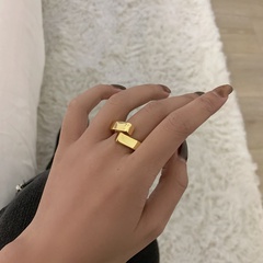 Korean simple geometric smooth cross  niche design fashion open index finger ring