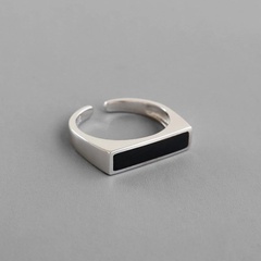 Korean new black epoxy resin niche design fashion simple and versatile open ring