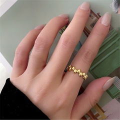Korean Style New Glossy Design Ring for Women Ins Minority Simple Little Golden Beans Open Geometric All-Match Index Finger Ring