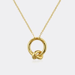 2021 New European and American Fashion Circle Knotted Gold Necklace for Women Special-Interest Design Simple Sweet Style Clavicle Chain Fashion