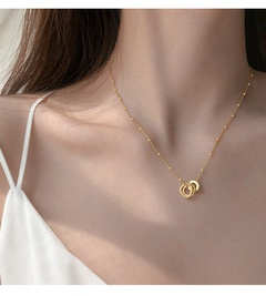 Halskette einfache Schlüsselbeinkette modischer Kreis Kupferhalskette