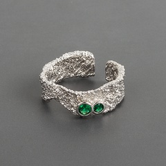 Fashion irregular tin foil texture open simple zircon lava ring