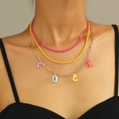 Europe and America Cross Border New Personalized Creative Gold Chain Letter Necklace Fashion Cartoon Baby Multi-Layer Necklace Jewelry