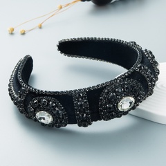 fashion velvet rhinestone glass diamond wide-sided sponge hair accessories retro headband