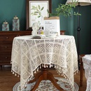 retro knitted hollow round tablecloth beige tassel crochet table mat finished tableclothpicture4