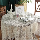 retro knitted hollow round tablecloth beige tassel crochet table mat finished tableclothpicture6