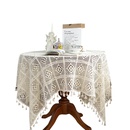 retro knitted hollow round tablecloth beige tassel crochet table mat finished tableclothpicture8