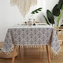 Chinese retro blue and white porcelain cotton and linen tablecloth beige tassel desk tableclothpicture7