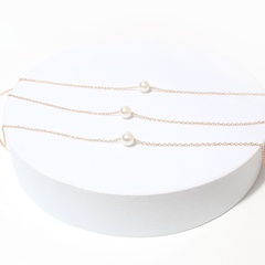 retro beaded three-layer single imitation pearl fashion long tassel necklace jewelry