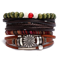 personalized woven retro leather bracelet diy4 combo set hand strap