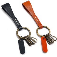 Retro Simple First Layer Cattle-Leather Key Ring Creative Personality Car Chain Pedants Men and Women Couple Key Ring