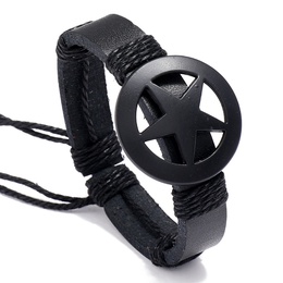CrossBorder Mens Leather Bracelet European and American Jewelry Personality Fashion Black FivePointed Star Bracelet Pu Braceletpicture7
