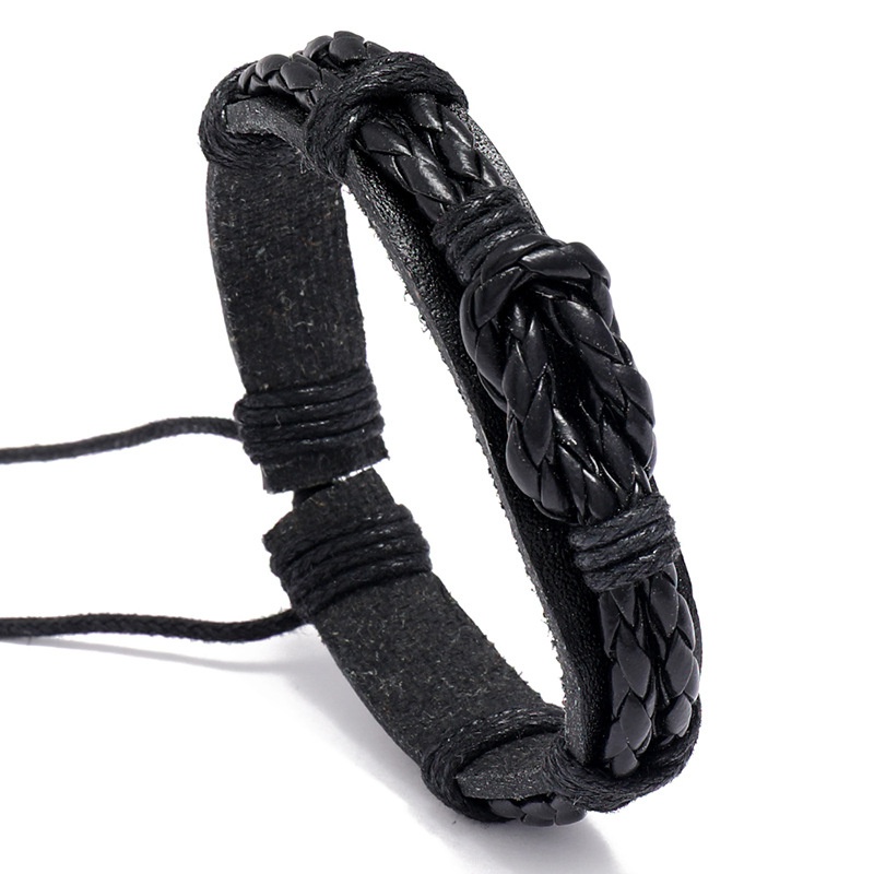 European and American retro simple leather multilayer mens woven leather bracelet
