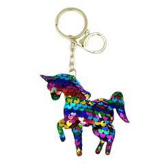 reflective fish scale sequined unicorn keychain fashion bag pony pendant