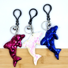 Cute marine life dolphin small pendant double-sided reflective fish scale sequins bag ornaments creative keychain