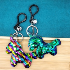 Double-sided Reflective Fish Scale Sequined Unicorn Keychain Fashion Bag Pendant Gift