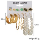 European and American 6 pairs geometric wave water drop pearl eyes diamond smooth ball earringspicture10