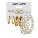 European and American fashion 6 pairs pearl water drop eyes diamond curved geometric twist earringspicture7
