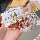 European and American fashion 6 pairs pearl water drop eyes diamond curved geometric twist earringspicture9