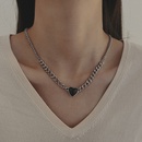 Exaggerated and Personalized Thick Chain Necklace Ins Punk Cuban Necklace Creative Metal Black Peach Heart Clavicle Chain Wholesalepicture8
