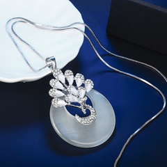Korean Fashion Cat Eye voller Diamant Pfau Pullover Kette lange Halskette Großhandel