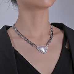 thick clavicle chain heart-shaped gemstone necklace pendant hip-hop jewelry