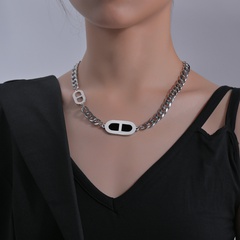 European and American hip hop necklace fashion short necklace titanium steel simple clavicle chain