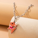 Cute Cartoon Necklace Resin Fawn Pearl Lock SingleLayer Clavicle Chainpicture12
