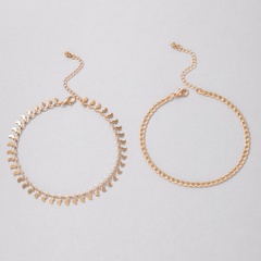 fashion simple alloy moon geometric disc chain multi-layer anklet wholesale