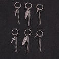 Korean style popular personality stainless steel chain tassel earrings hiphop style mens feather spring nonhole earrings wholesalepicture18