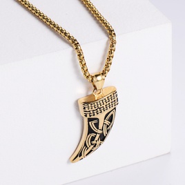 Neue keltische Knotenelement Muster Messerform Gieen Galvanisieren Gold Schwarz Anhnger Halskettepicture16