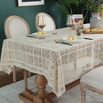 retro knitted hollow round tablecloth beige tassel crochet table mat finished tableclothpicture97