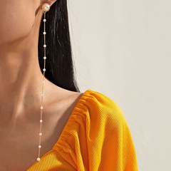 fashion long pearl tassel earrings European and American irregular geometric earrings NHGY476824