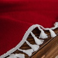 polyester fiber knitted jacquard red deer white tassel Christmas rectangular tableclothpicture12
