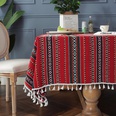 polyester fiber knitted jacquard red deer white tassel Christmas rectangular tableclothpicture74