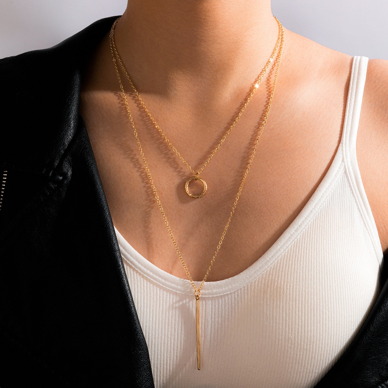 new necklace fashion metal pendant geometric multilayer necklace